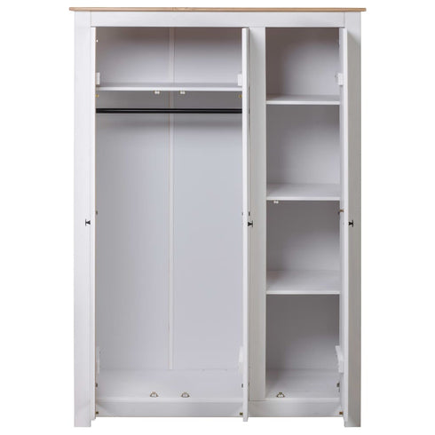 Maison Madeleine -  3Door Wardrobe White 118x50x171.5 cm Pine Panama Range